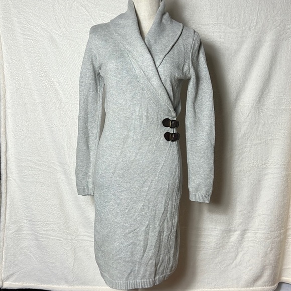 Ralph Lauren Dresses & Skirts - Ralph Lauren Women’s Cardigan Long-Sleeve Buckle Wrap Dress Small Light Gray